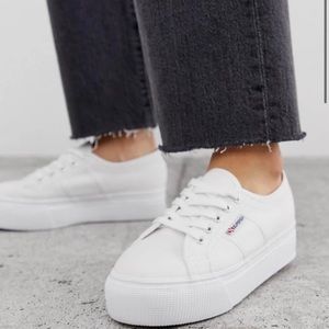 Superga 2750 White Platform Shoes